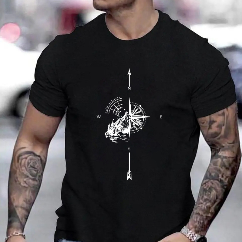 

Creative Graphic Men's Short Sleeve T-shirt, Comfy Stretchy Trendy Tees For Summer, Casual Daily Style Fashion Clothing