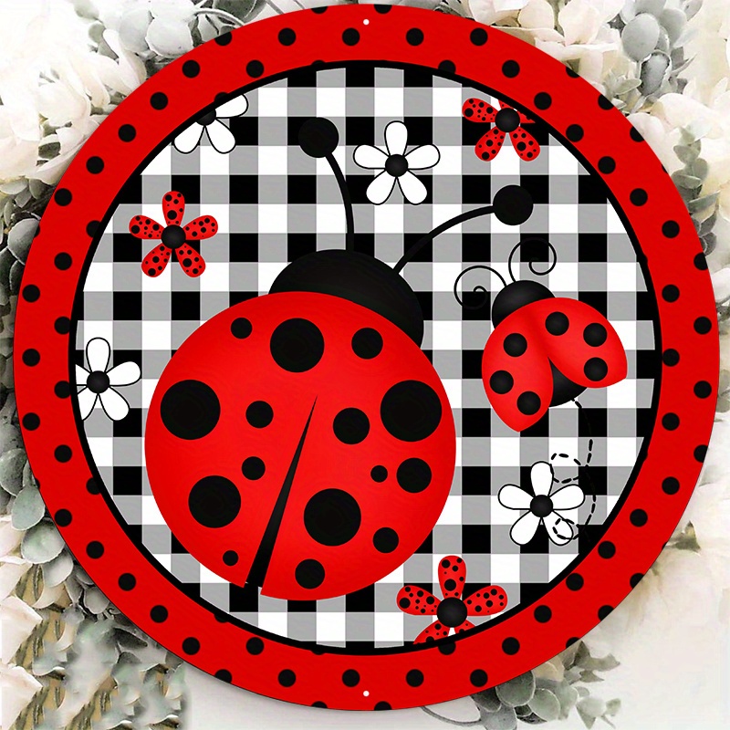 

1pc 8x8inch Aluminum Metal Sign Lady Bug Sign, Wreath Attachment, Summer Decoration Copy 2350