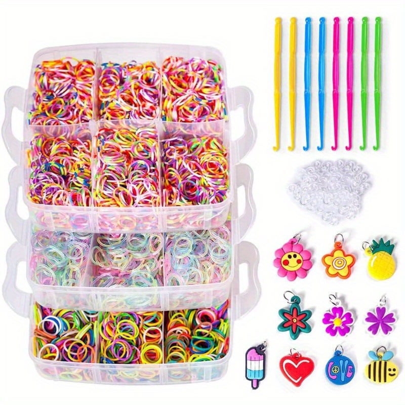 2700+ Loom Bands Kit, 32 Colors Rubber Twist DIY Refill Bracelet Making Kit  With Beads Accessories For Girls Boys Starter Gift Jewelry Making Craft Su