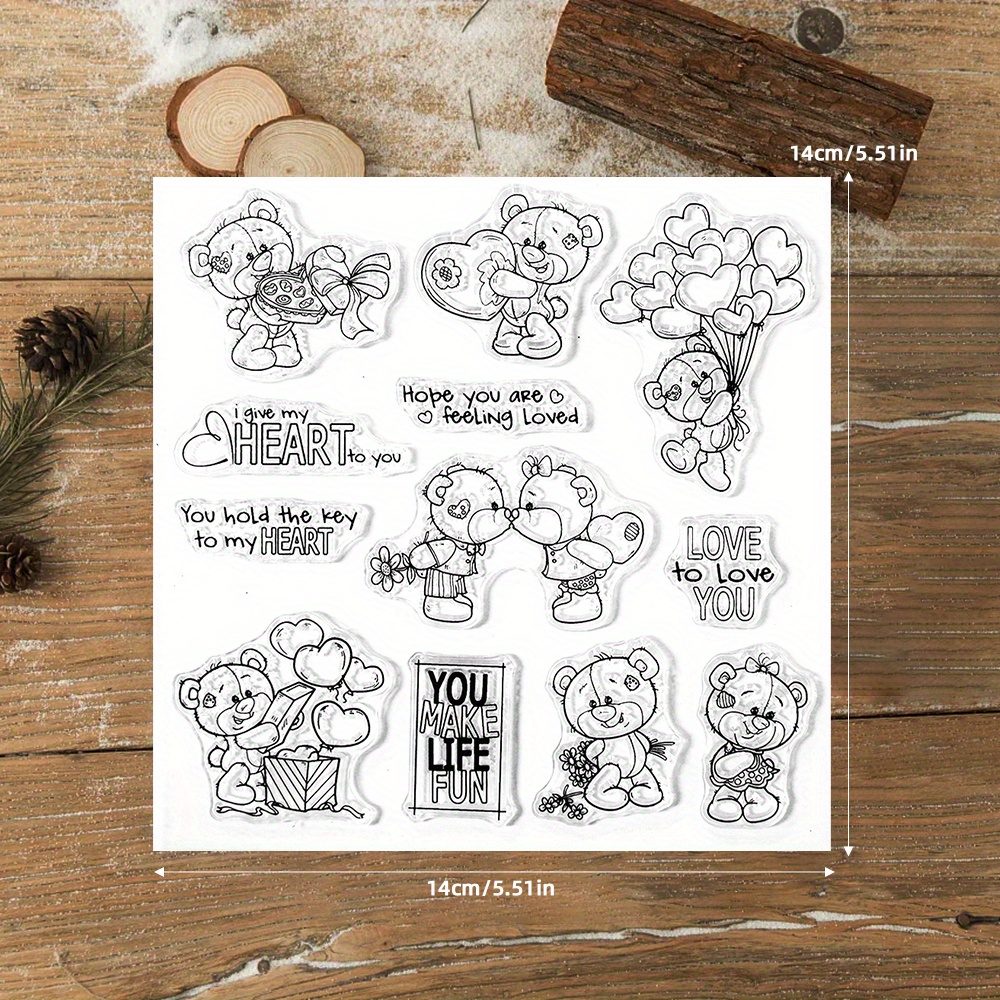 Mangocraft Love Heart Balloon & Doll Bear Clear Stamps Valentine's Day Diy Scrapbooking Supplies Stamp For Cards Albums