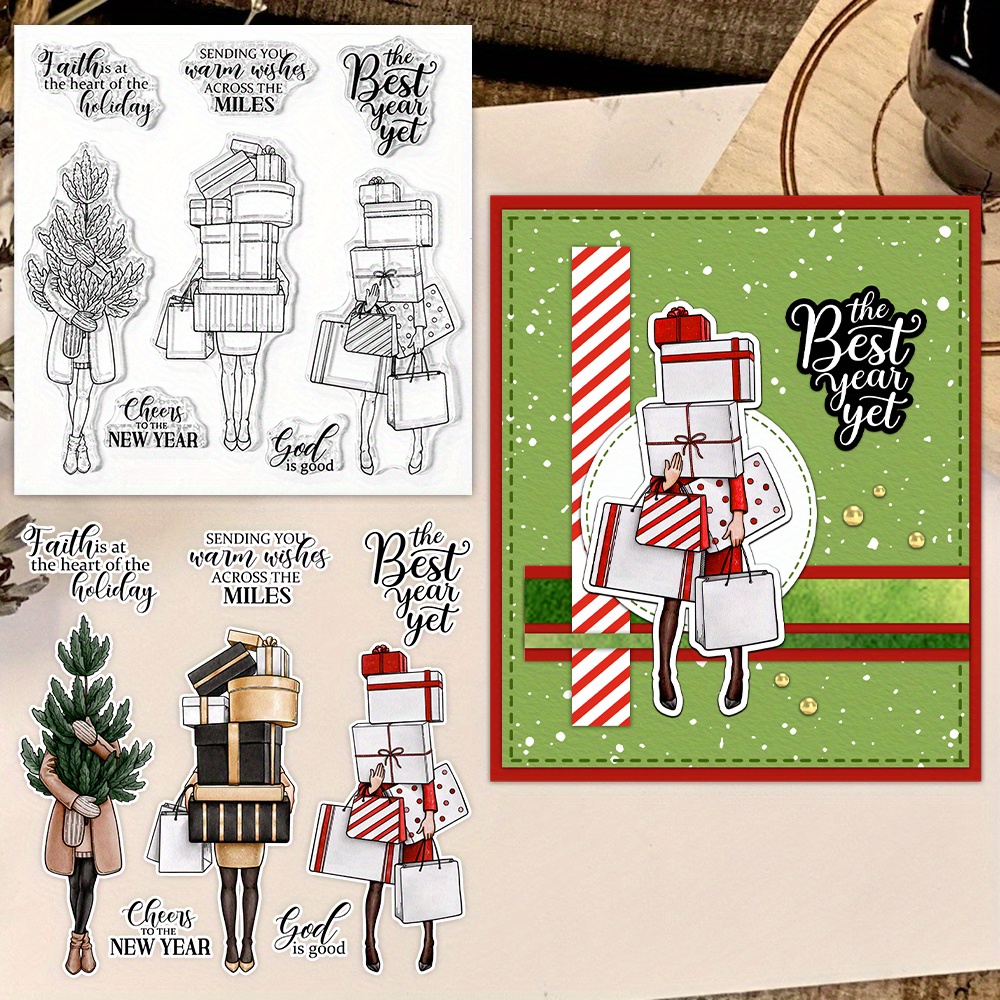 

Mangocraft Original Design Women's Great Holiday Season With Gifts Clear Stamps Diy Scrapbooking Supplies Silicone Stamp For Cards Albums Decor