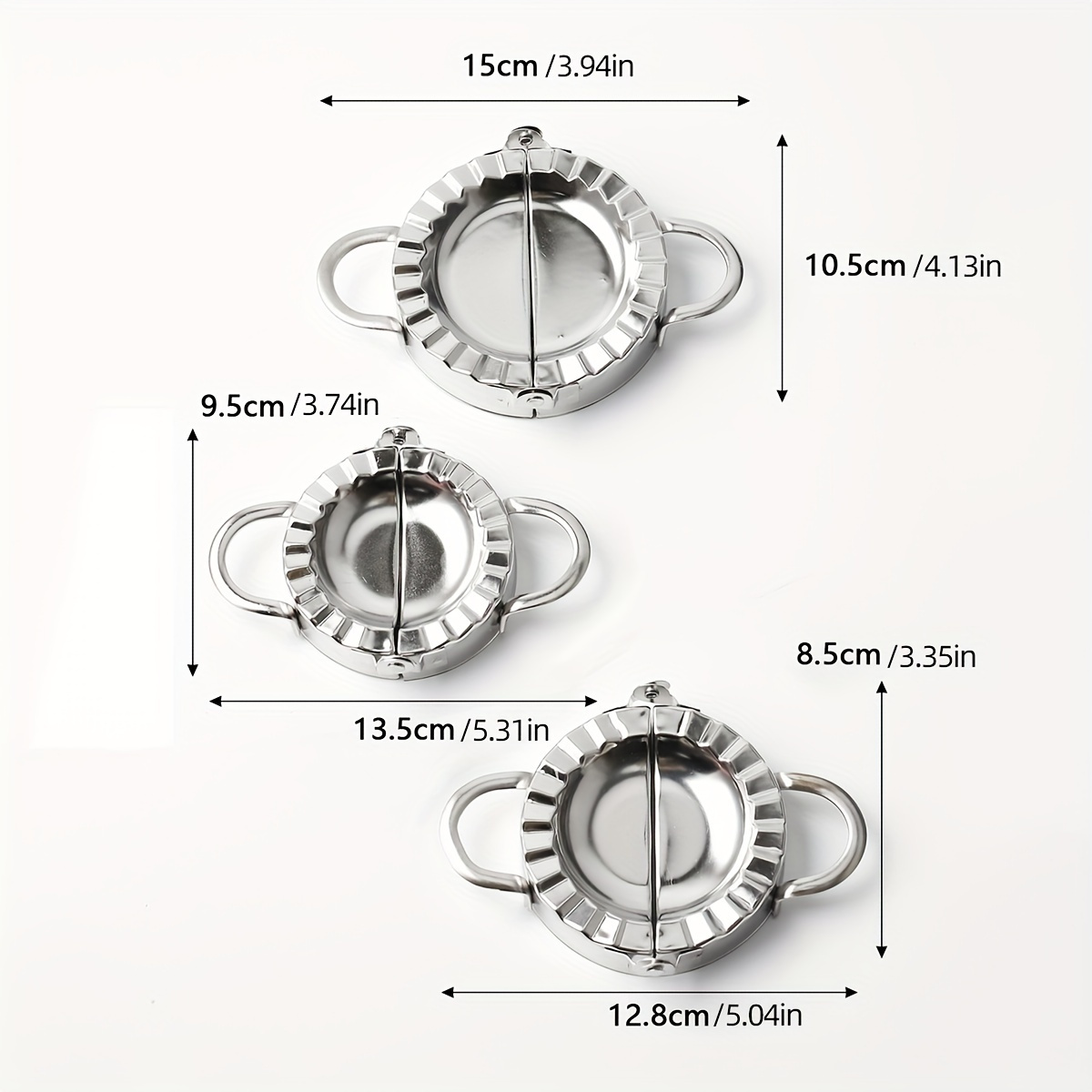 stainless steel dumpling maker set 3pcs manual empanada press molds varying sizes kitchen gadget for dough wrapping pasta molds stamps details 2