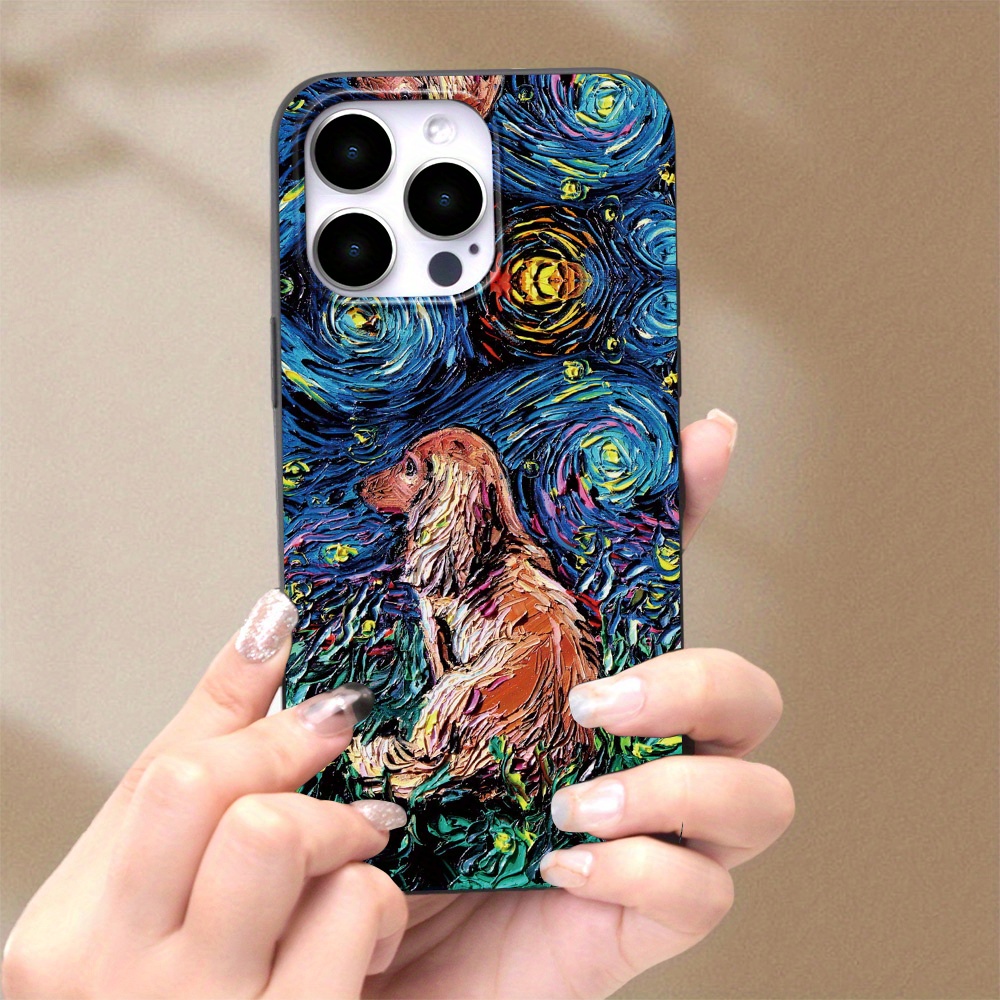 

Creative Hand-painted Starry Dog Printed Phone Case For Iphone 15/14 Plus/11/12/13 Pro Max/mini/xr/xs