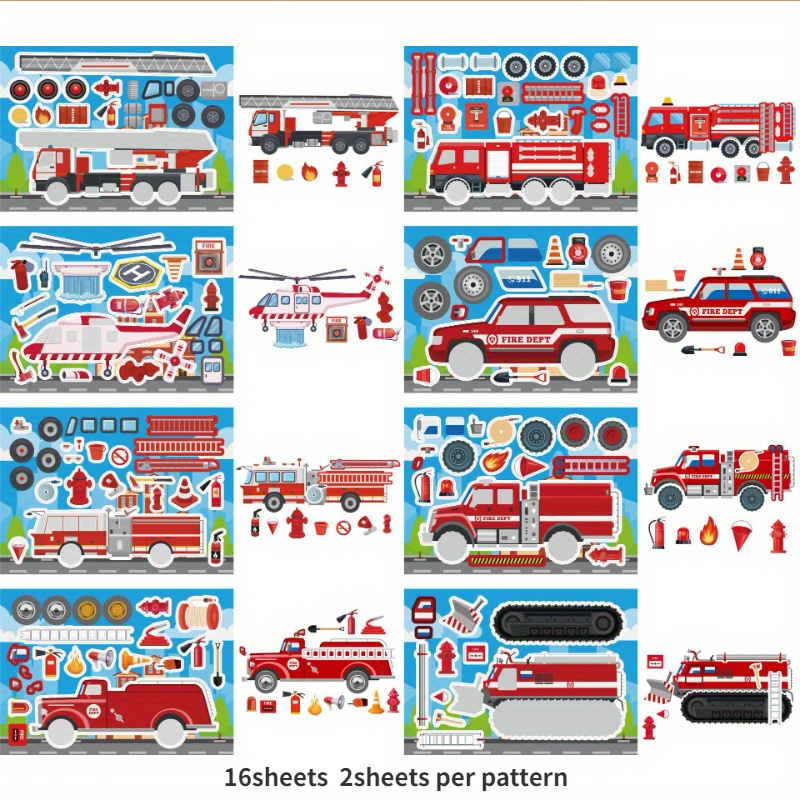 8/16sheets Fire Stickers, Anime Cartoon Interactive Puzzle Diy Face Stickers, Fun Holiday Gifts