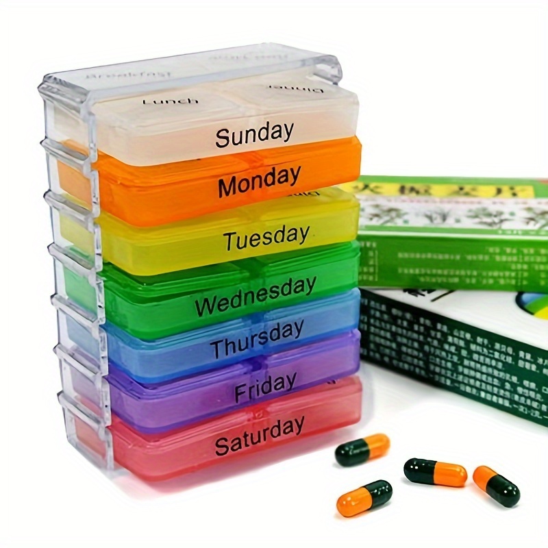 

1set Daily Pill Organizer, 4 Times A Day, Travel-friendly Pill Box For Vitamins, Supplements, And Medications, Clear Lids For Easy Identification, Portable Medicine Container