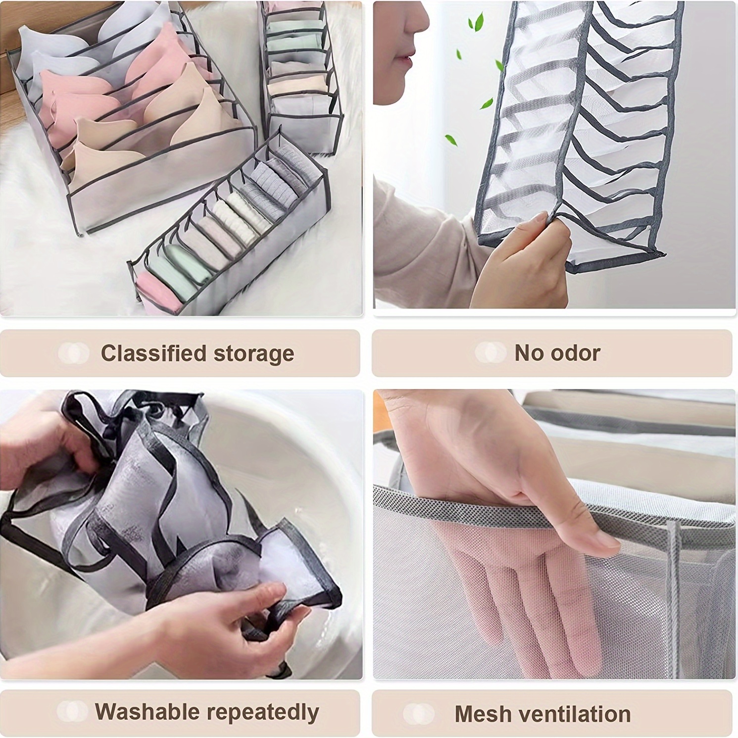 3pcs underwear drawer organizer storage boxes foldable closet organizers drawer divider storage boxes for panties bra socks lingerie household wardrobe clothes organizers storage baskets clothing storage bags halloween christmas gift details 4