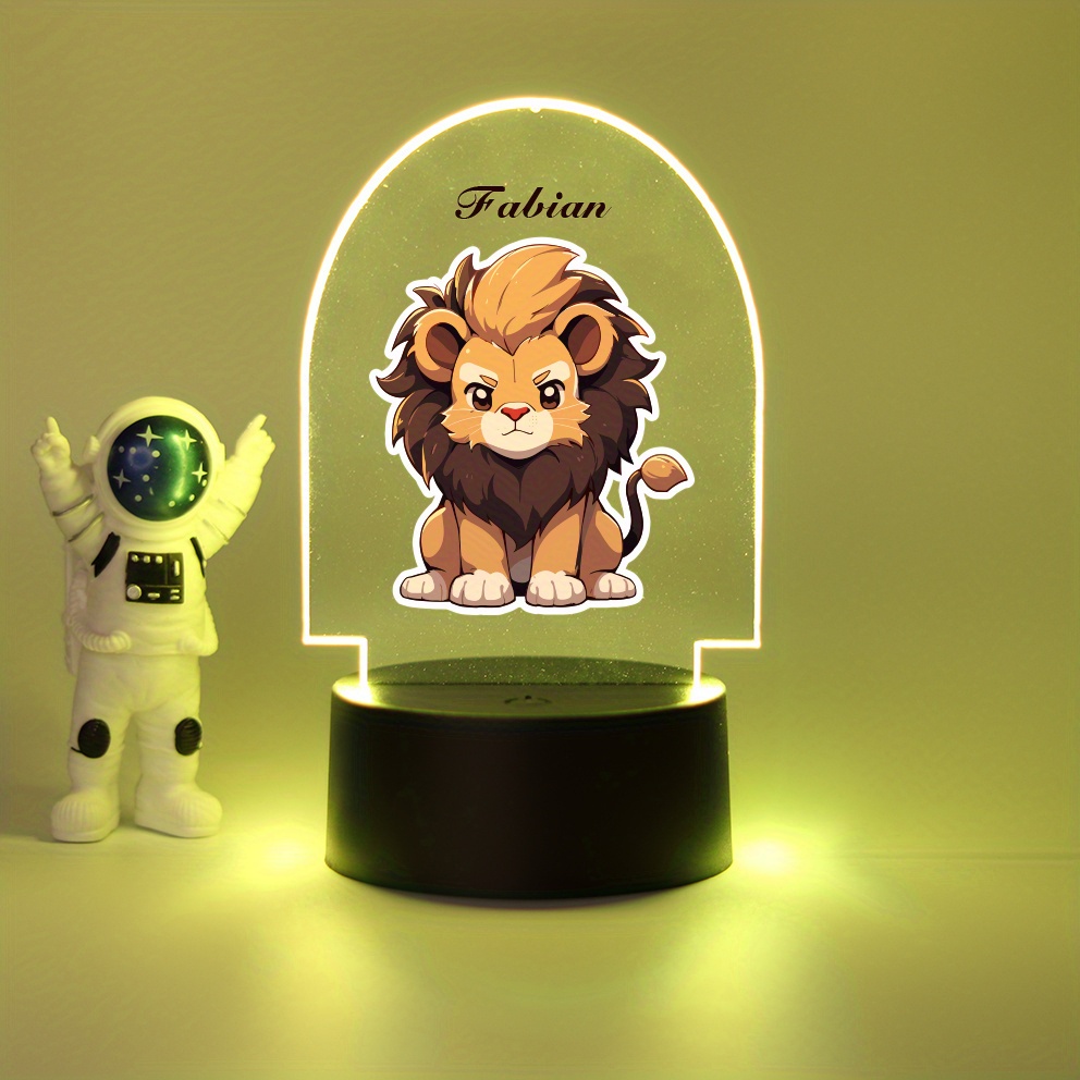 Lámpara De Noche Personalizada Para Bebé Elefante León LED USB Nombre  Personalizado Acrílica Para Bebés Niños Dormitorio Decoración Del Hogar