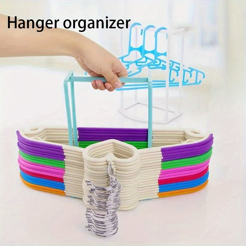 

1pc Wardrobe Hanger Holder, Hanger Organizing Rack, Creative Plastic Hanger Storage Shelf, Bedroom Dorm Bathroom Accessories, Home Storage And Organization