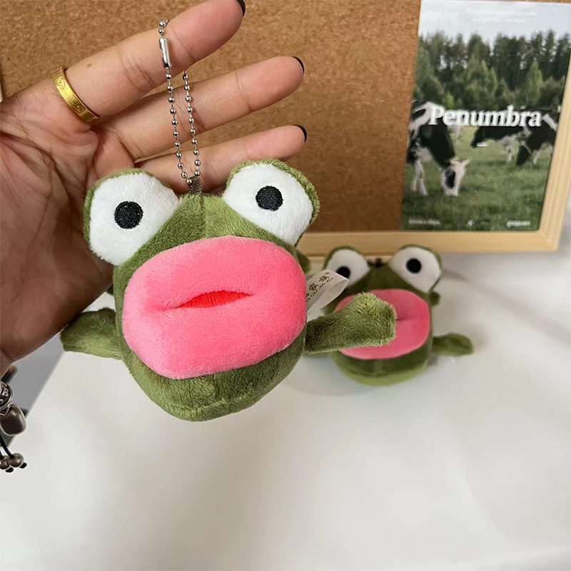 Cartoon Cute Animal Frog Toad Frog with Big Mouth Plush Toy Key Chain  Pendant Claw Doll