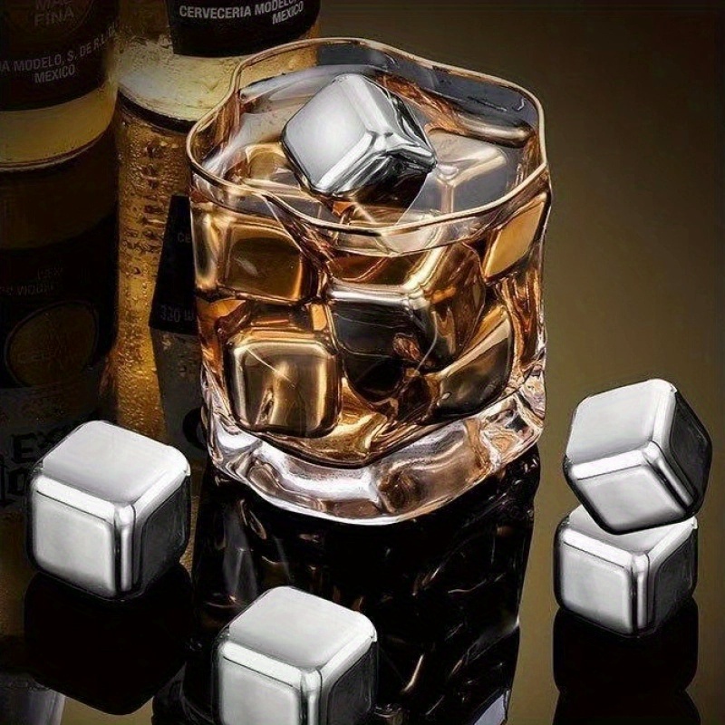 Cubos De Hielo Acero Inoxidable Set X 4 Hielos Vino Whisky