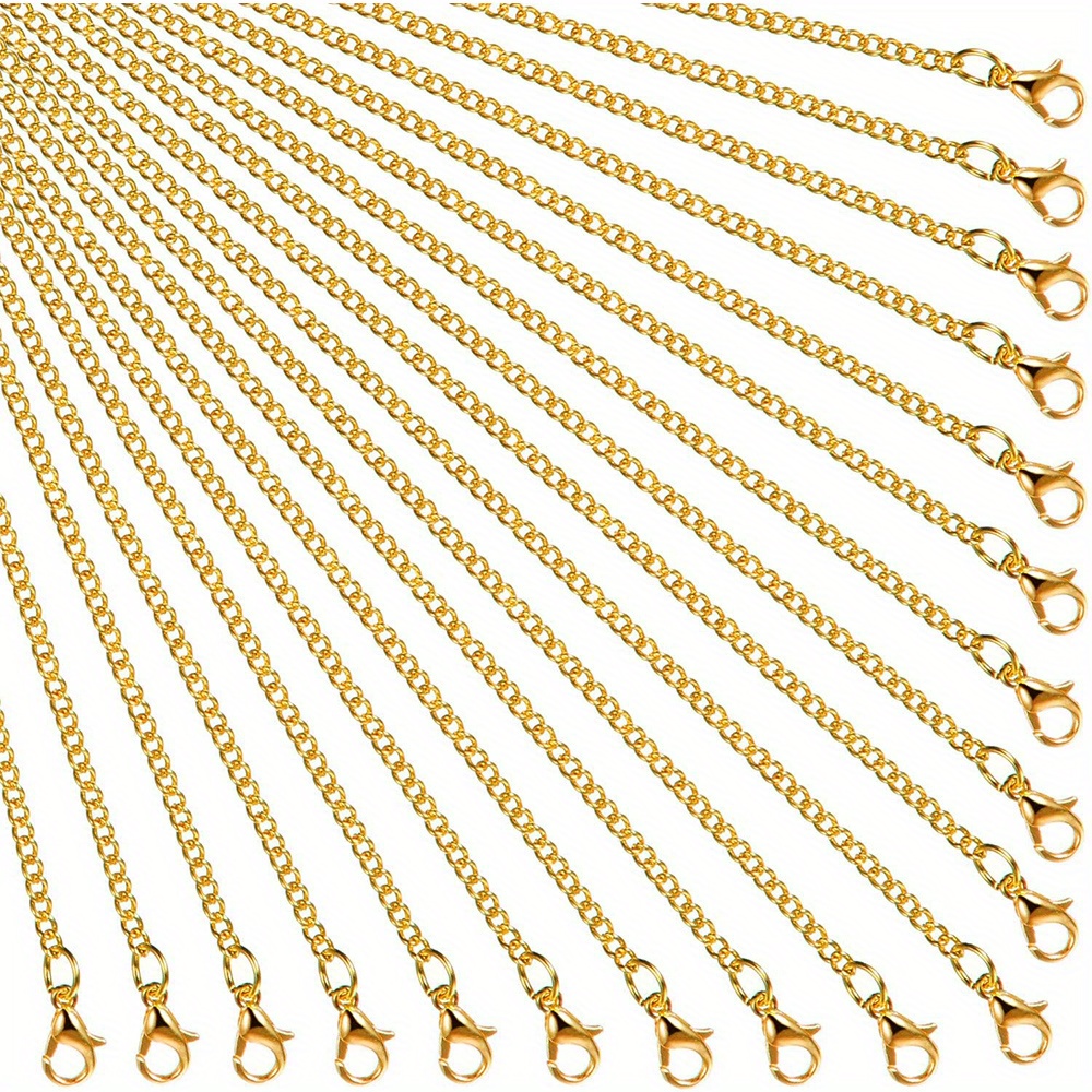 Image of 24 Pack Necklace Chains Golden Plated Diy Link Chain Necklace With Lobster Clasps For Women Making Supplies