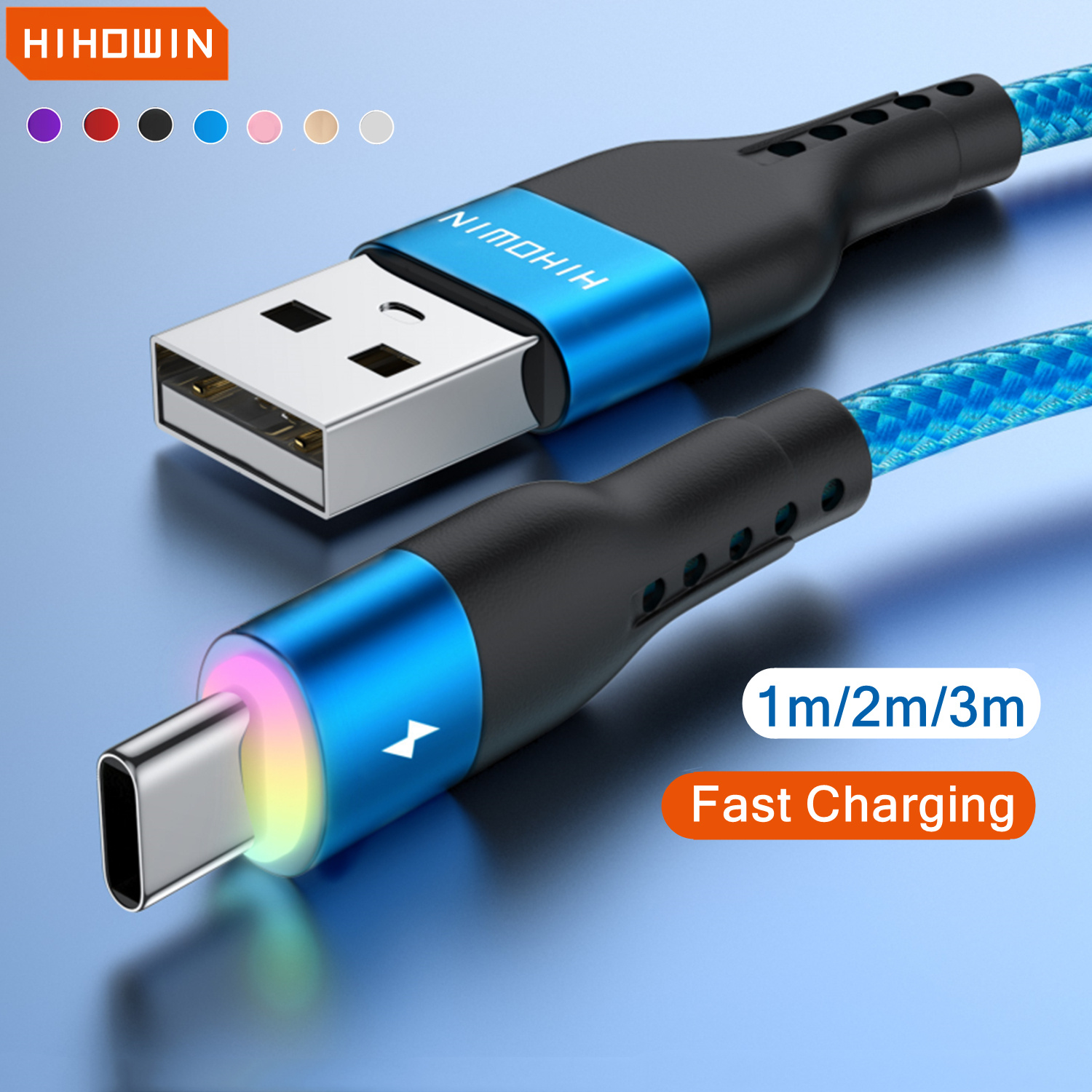 

Led Type C Cable For Samsung Quick Charge Cable Usb C Fast Charging For Vivo Oppo Redmi And More Usb-c Smartphones Data Charger Wire 1m/2m/3m