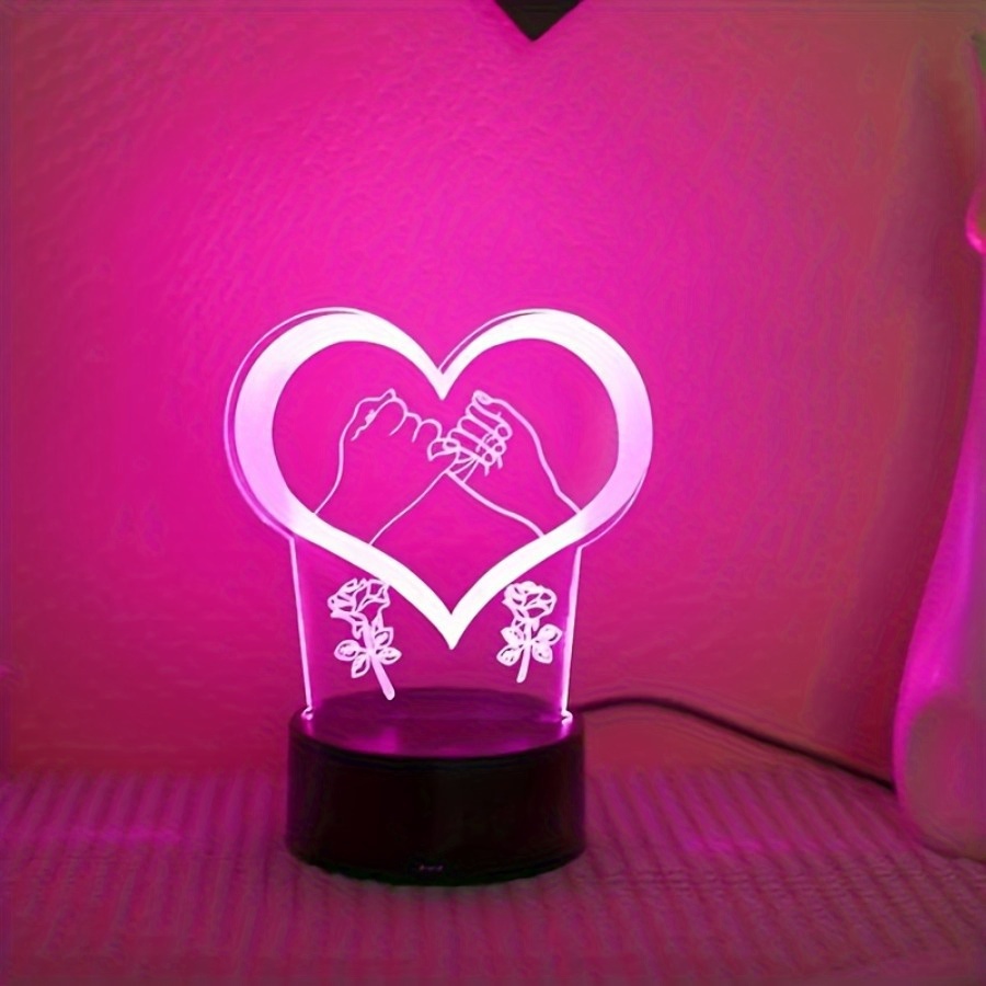 Romantique Amour Led Lampe de Nuit Coeur en forme de Nuit Salle Décor  Bureau Ornement 3d Lampe Anniversaire Cadeau Petite Amie Amoureux Cadeau