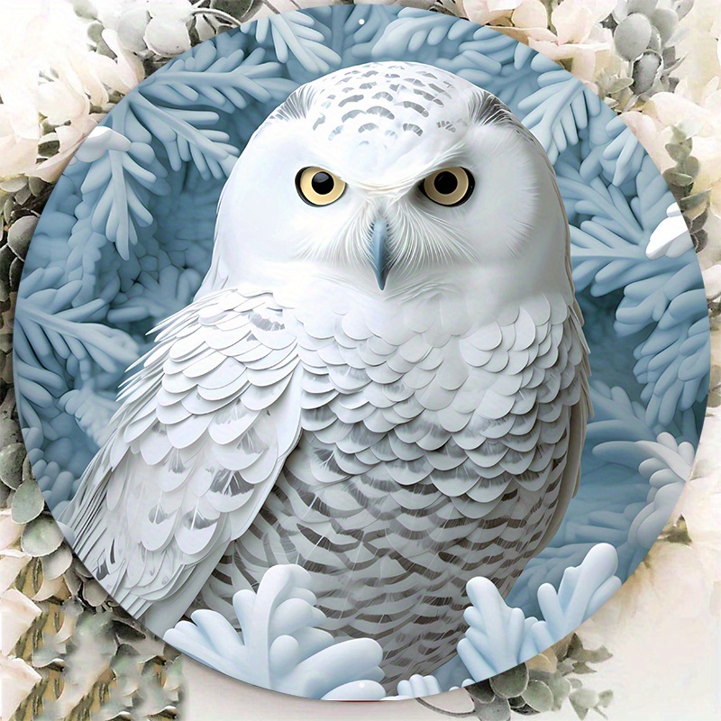 

1pc 8x8inch Aluminum Metal Sign Snow Owl Wreath Sign, Metal Bengal Snow Owl Sign, Snow Owl Wreath Sign, Wreath Attachment S2998