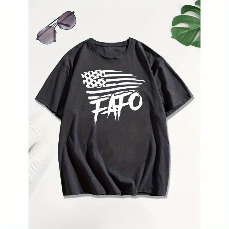 

Fafo Print T Shirt, Tees For Men, Casual Short Sleeve T-shirt For Summer