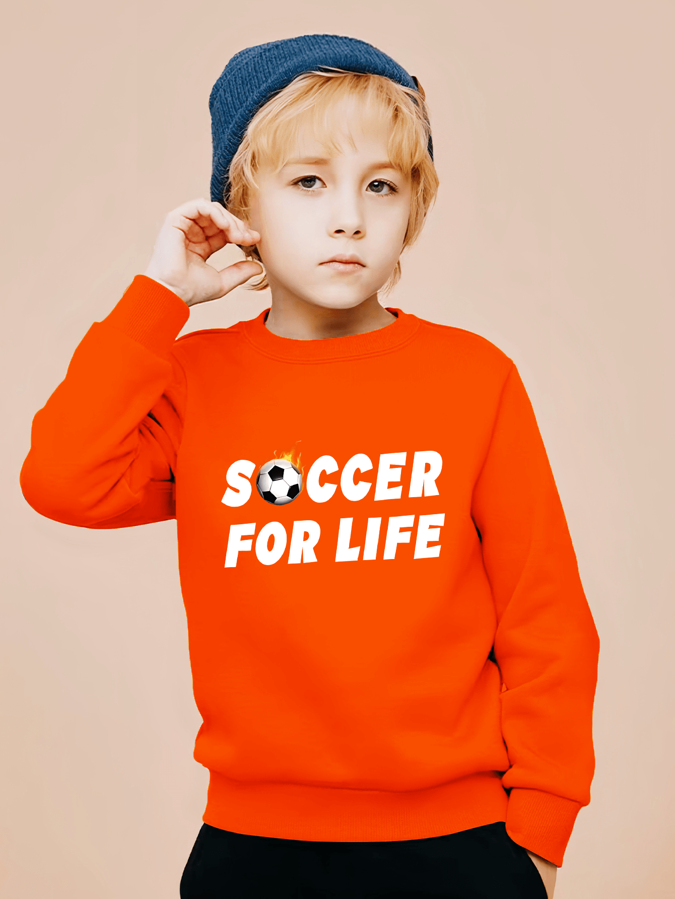 Soccer Life Letter Print Sweatshirt Boys Casual Creative - Temu Australia