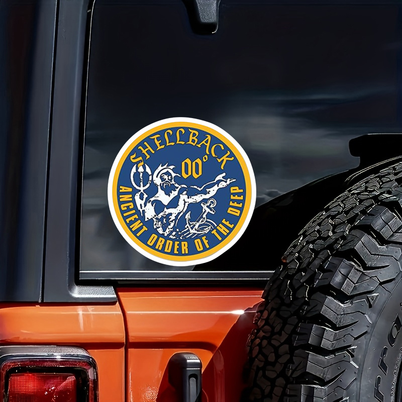 

Round Yellow And Blue Shell Ancient Order Sticker Waterproof Vinyl Car Sticker