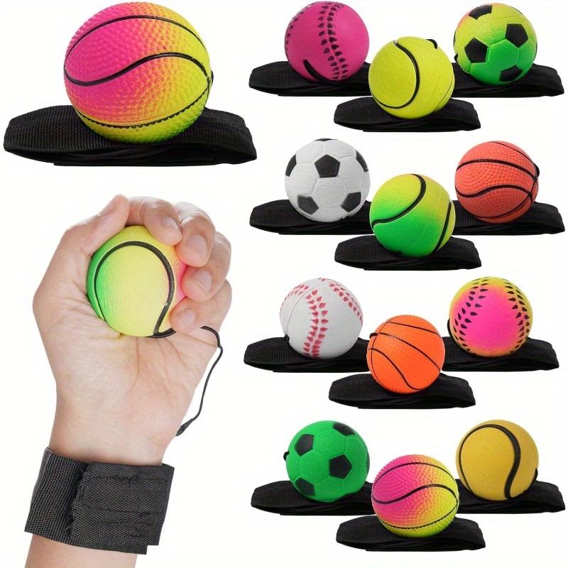 

1pc Creative Rubber Rebound Ball With Elastic String For Wrist Exercise, Portable Small Ball For Outdoor Games Parties