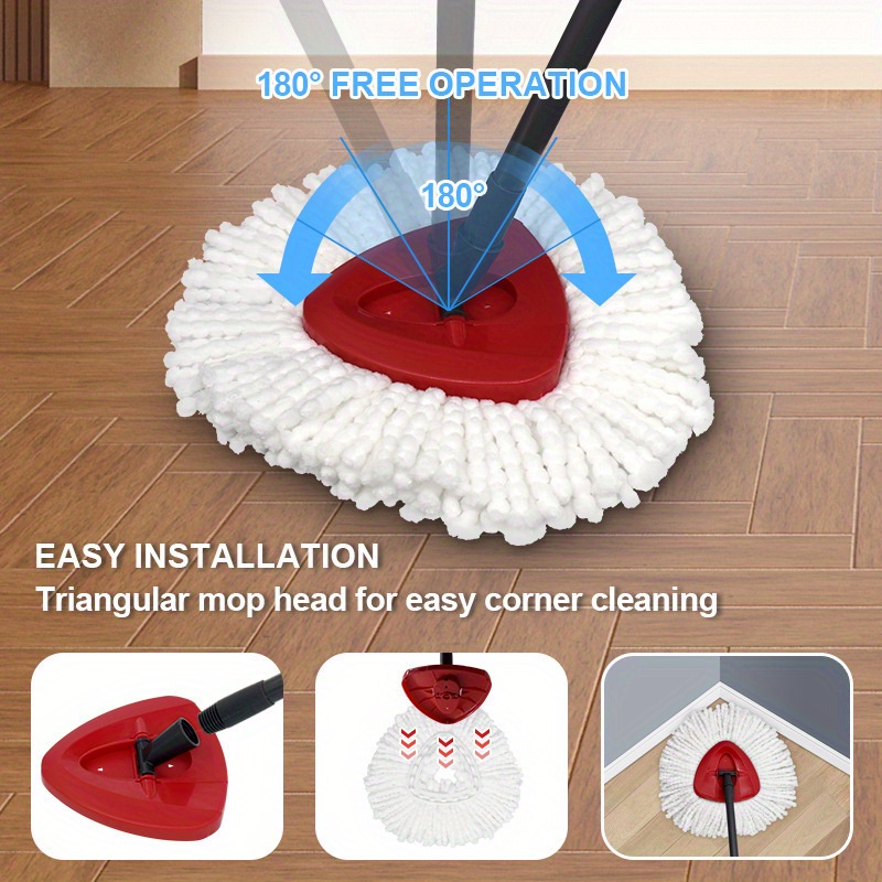 1set 1pc spin mop set only 1 bucket   rotating mop bucket replacement head with microfiber cleaning pads   and use details 4