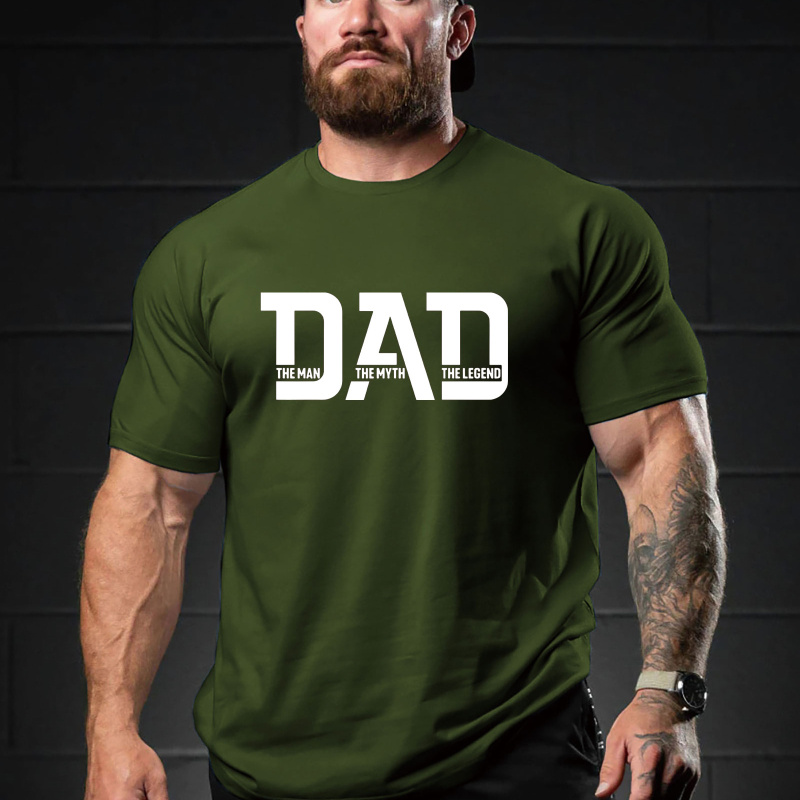 

Plus Size Men's T-shirt, "dad" Print Tops, Summer Trendy Casual Short Sleeve Tees, Outdoor Sports Clothing, Big & Tall Guys, Leisurewear, Father's Day