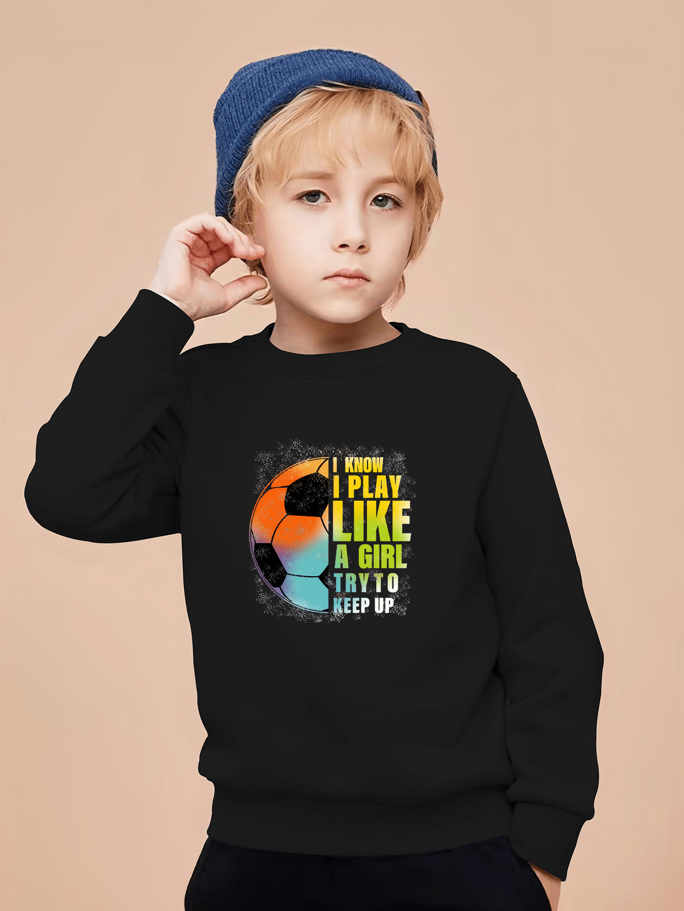 Colorful Football Letter Print Sweatshirt Boys Casual - Temu Australia