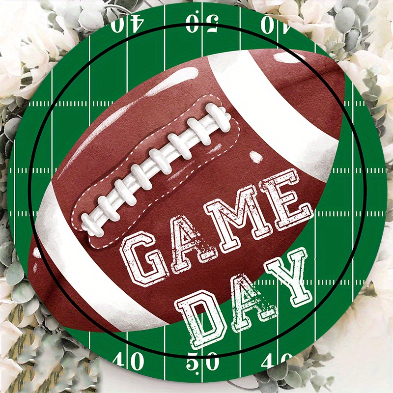 

1pc 8x8inch Aluminum Metal Sign Wreath Sign, Game Day Football Wreath Sign, Wreath Enhancement