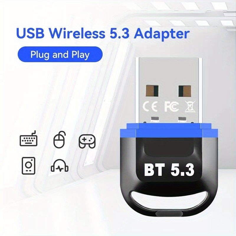 USB Bluetooth 5.0 Adapter Dongle,Wireless Bluetooth Transmitter Receiver  for PC Laptop Computer Desktop Stereo Music Skype Call Keyboard Mouse  Support All Windows 10/8 / 8.1/7 