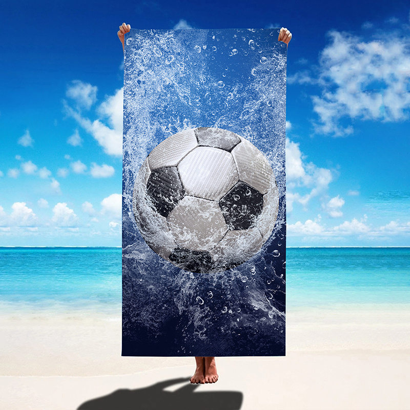 

1pc Sports Football Print Pattern Absorbent Quick-drying Bath Towel, Beach Seaside Swimming Pool Supplies
