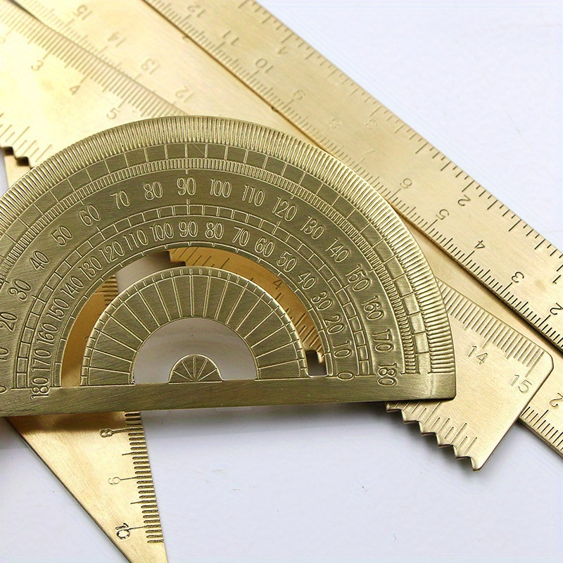 

Vintage Brass Triangular Ruler - Precision Gauge Protractor With Copper Caliper, Non-electric, For Drafting & Drawing,