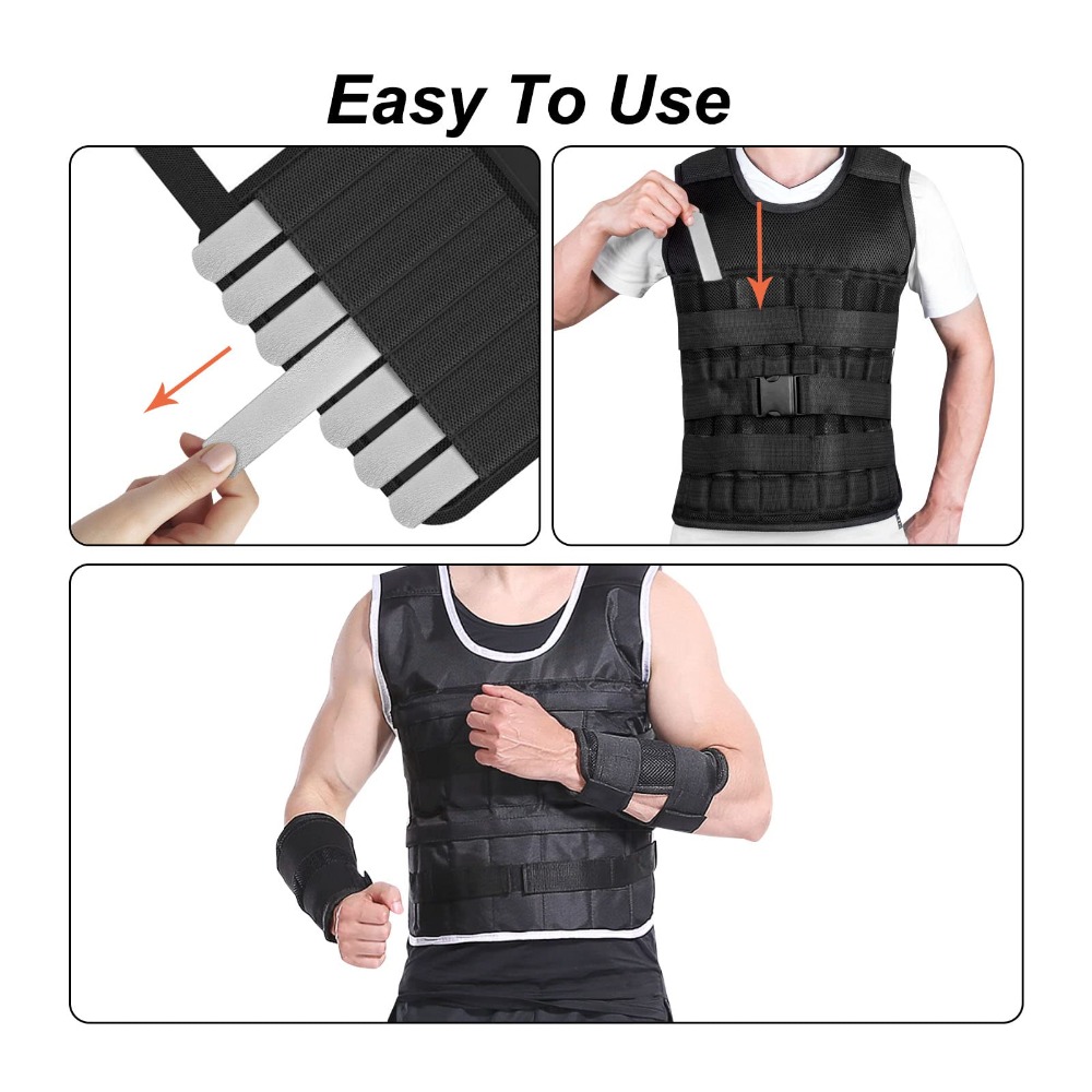 12pcs Steel Plates Weighted Vest Adjustable Workout Jacket For Gym, Running & Training Heavy Workout Weight Vest