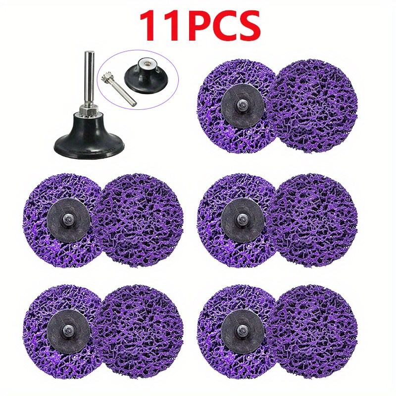 11pcs 5.08cm Quick Change Discs Wheel With 1pc /10.16cm Disc Pad Holder For Stripping Paint Rust Clean Weld Scale Oxidation