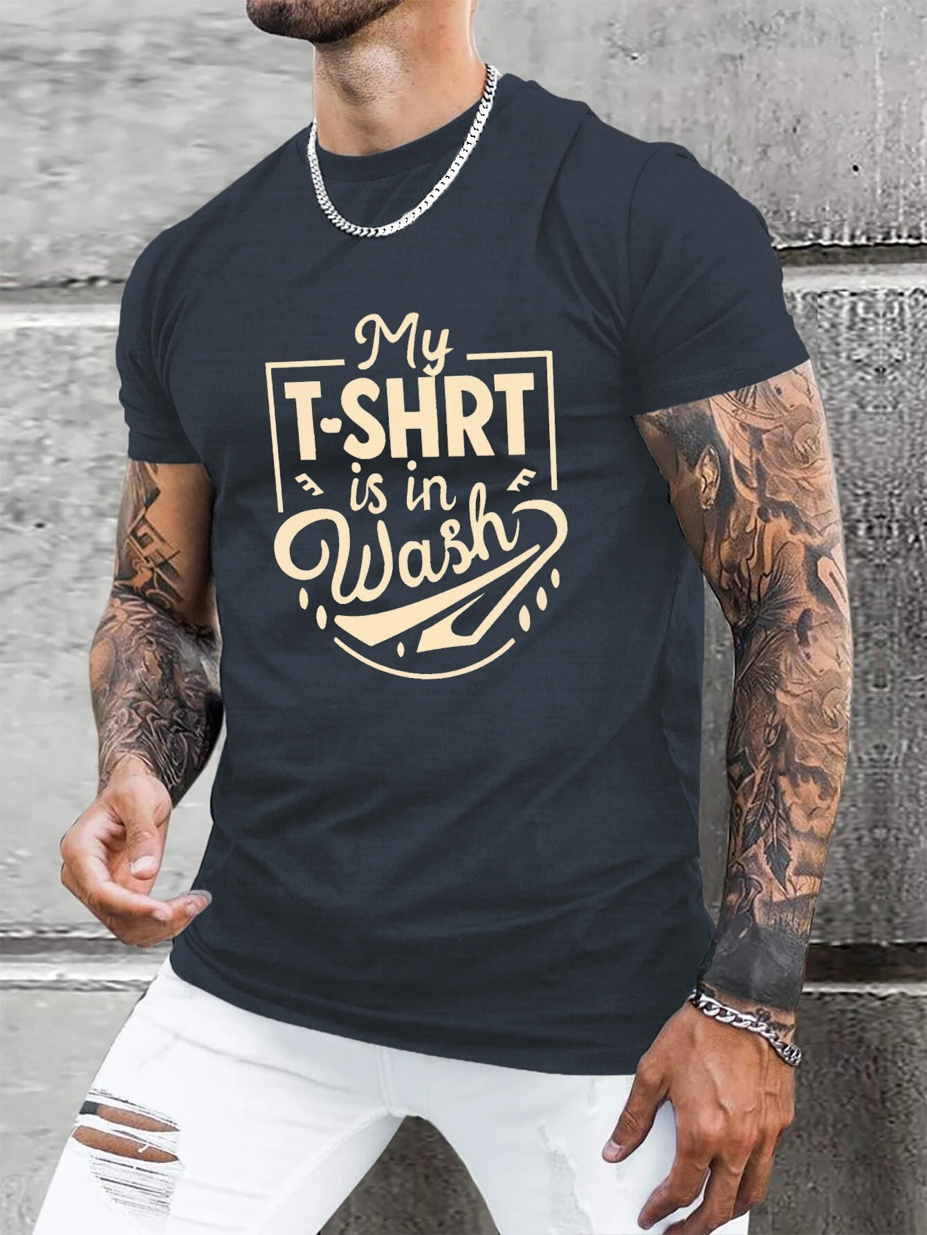 Men's Plus Size Letter Round Neck Short Sleeve T-Shirt