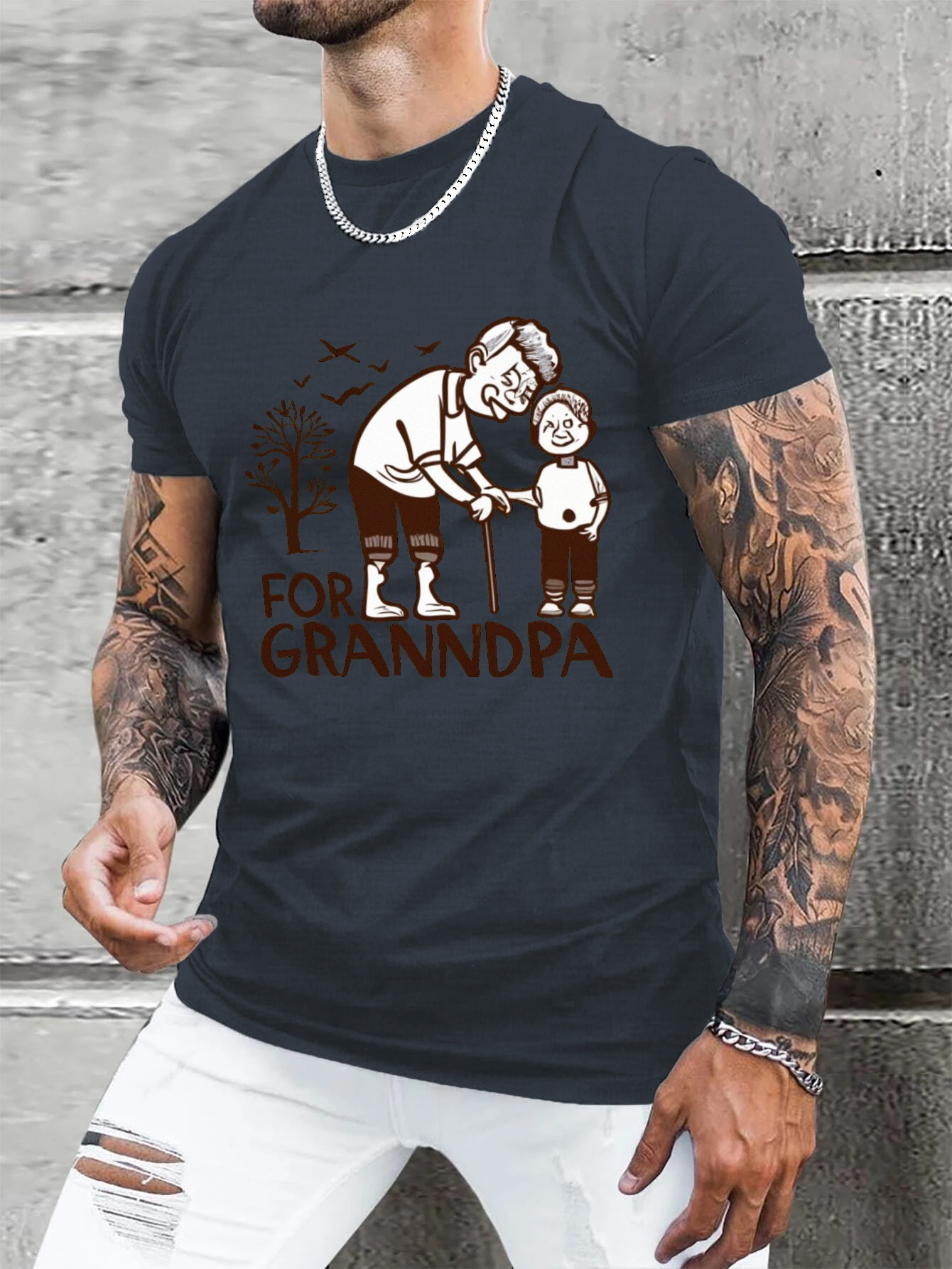 Stylish V Graphic Print T shirt Men's Casual Wear Street Tee