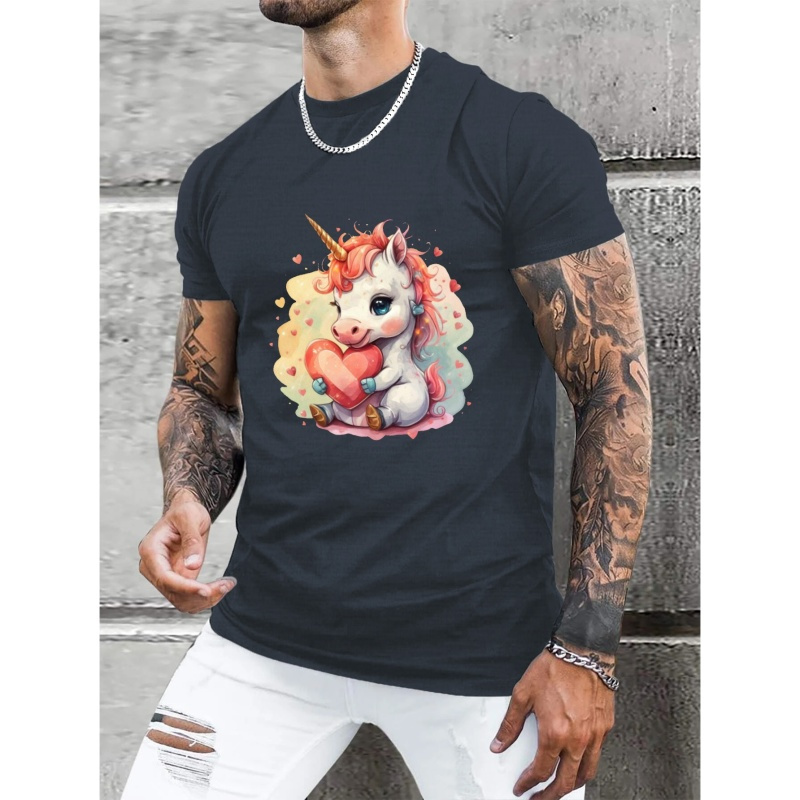 

Unicorn Print T Shirt, Tees For Men, Casual Short Sleeve T-shirt For Summer