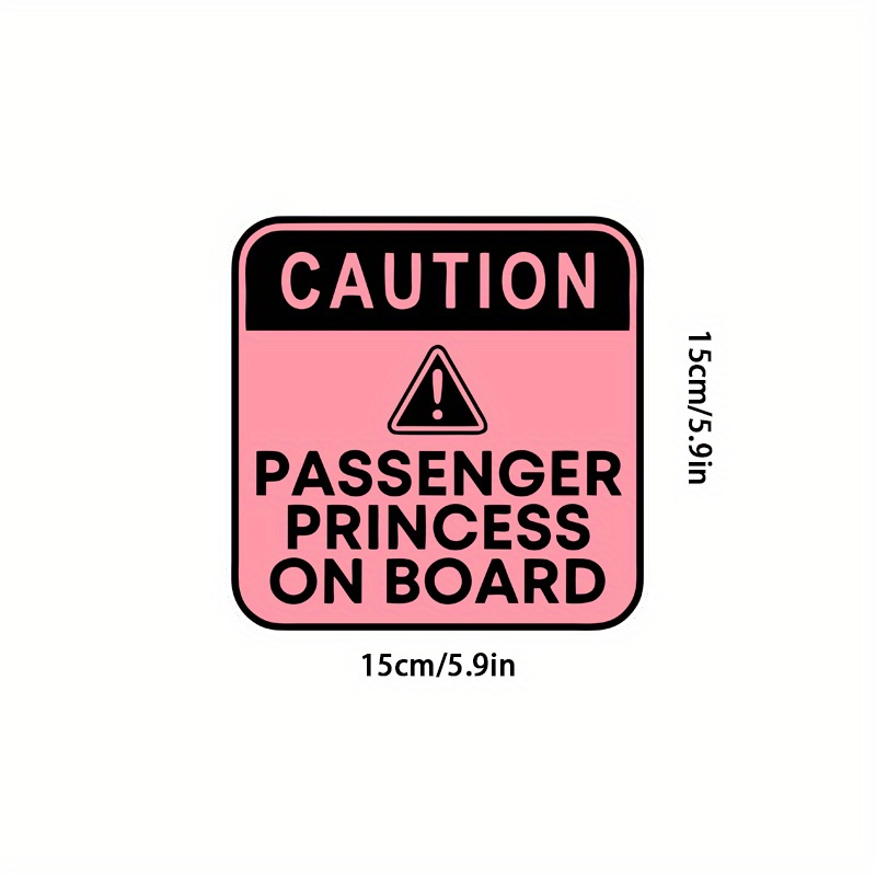 Caution Passenger Princess Board Sticker Funny Bumper - Temu