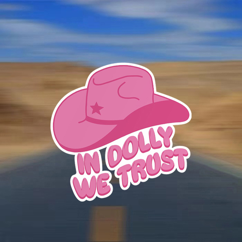 

Hot Pink Stickers In Dolly, We Trust Stickers, Denim Girls, Die Cut Waterproof Vinyl Stickers