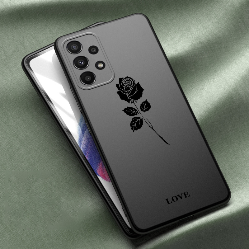 

Matte Patter Print Black And White Rose Phone Case For Samsung Galaxy S23 Ultra 5g S22 S21 S20 Fe A14 A54 A53 A52 A52s A33 A32 A23 A22 A21s A13 A12 And