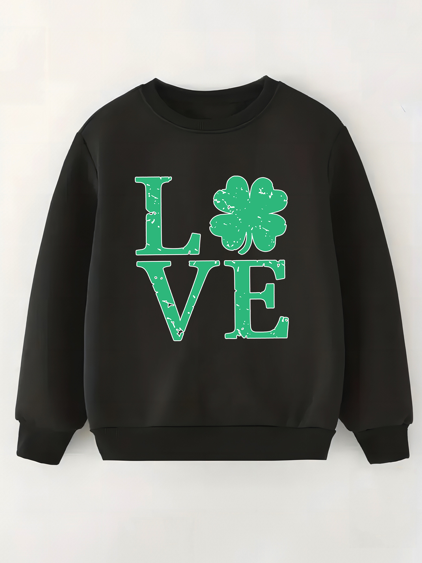 Print Sweatshirt Girls Loose Clover Graphic Casual Temu New Zealand