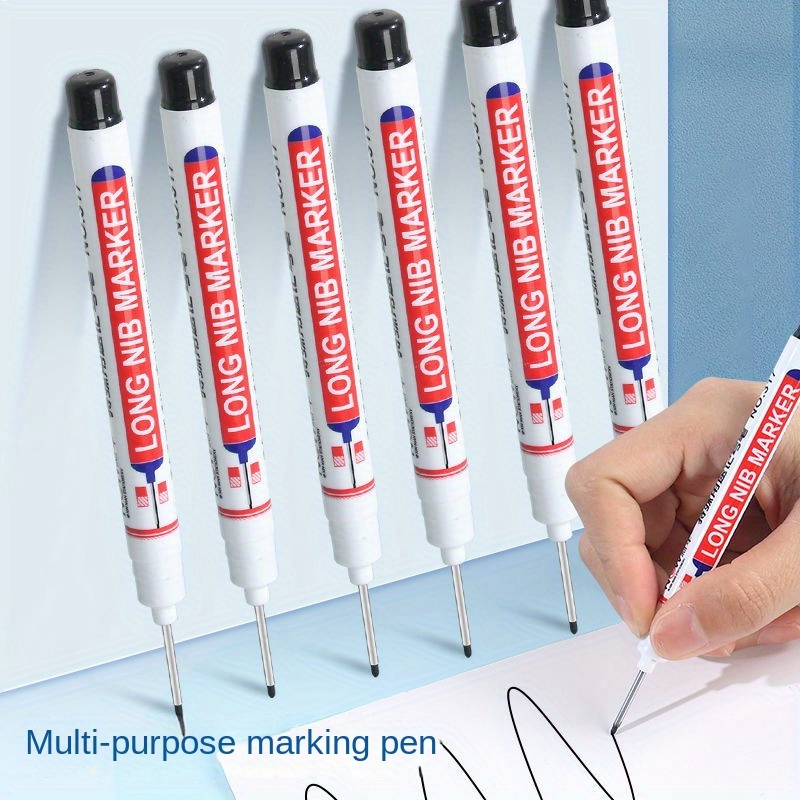 

4pcs/set Extended Nib 20mm Red Black Blue White Green Ink Long Head Markers Bathroom Woodworking Decoration Metal Plastic Wood Multi-functional Write Deep Hole Marker Pens