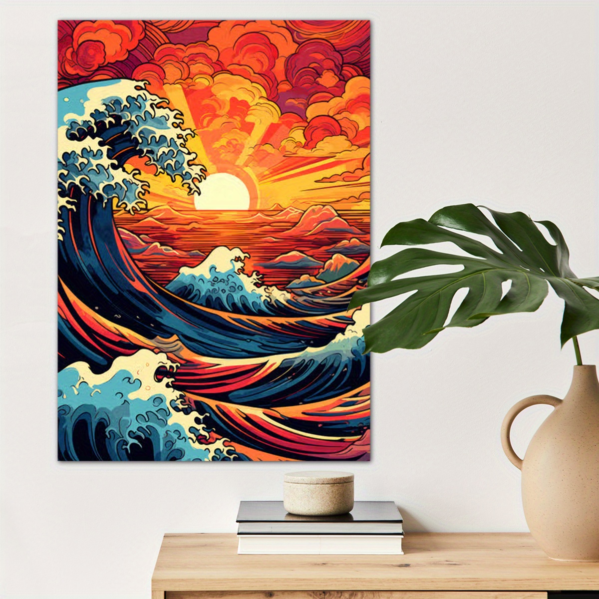 

1pc Great Ocean Wave Poster Canvas Wall Art For Home Decor, Sea Sunset Poster Wall Decor High Quality Canvas Prints For Living Room Bedroom Kitchen Office Cafe Decor, Perfect Gift And Decoration