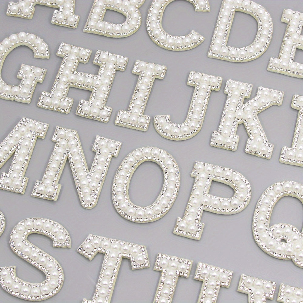 

1pcs English Letters Pearl Rhinestone Patches For Clothes A-z Alphabet Pearl Rhinestones Applique Sew On Glue On Patches Diy Name