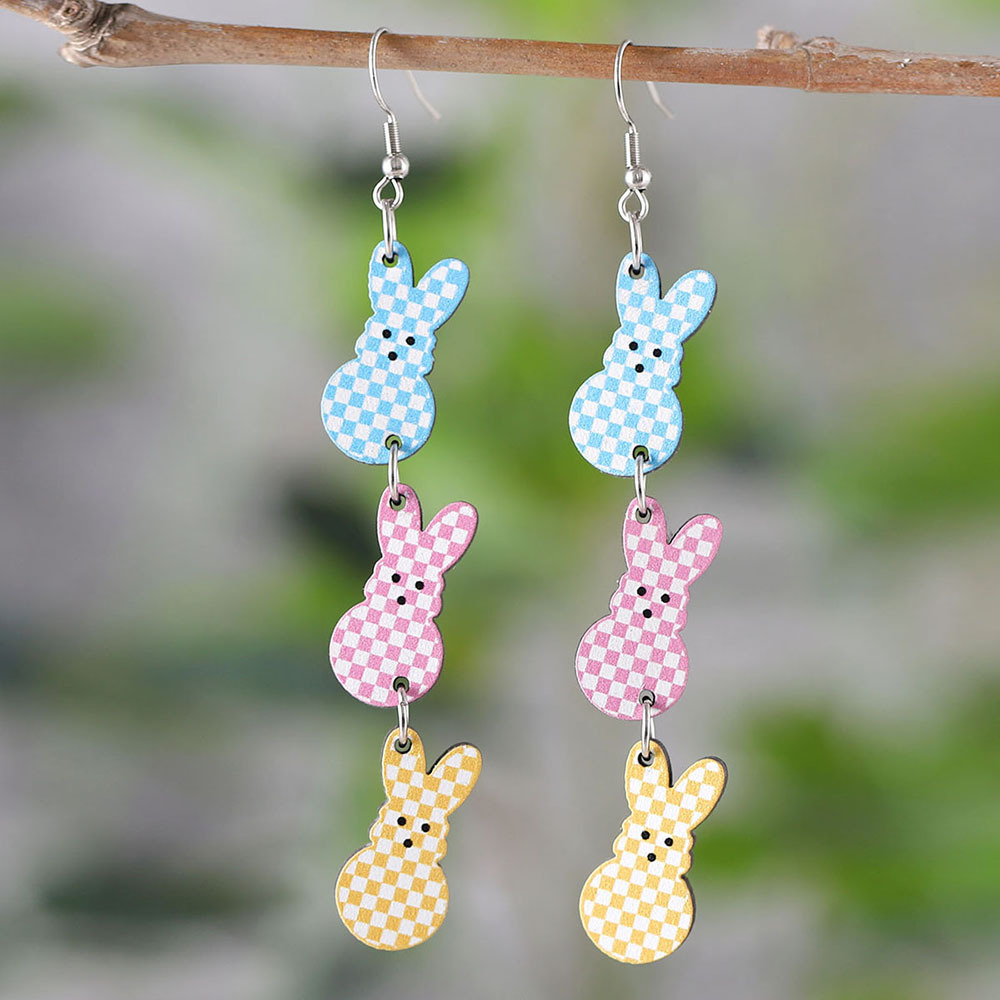 

Pair Of Vintage-inspired Easter Bunny Earrings For Women - & Cute Wooden Dual-sided With Stainless Steel Hooks, Ideal For /parties, Quirky Earrings