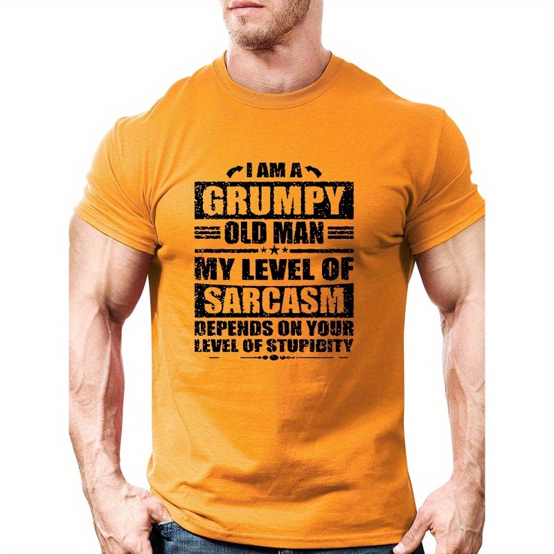 

Plus Size I'm A Grumpy Old Man Print T-shirt For Men, Trendy Short Sleeve Top, Men's Clothing