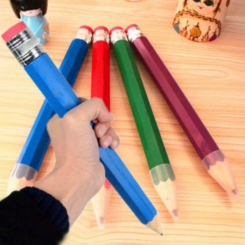 

1pc Giant Wooden Pencil With Eraser Large Stationery Novelty Children Toy Performance Prop Painter Artist Big Pencil