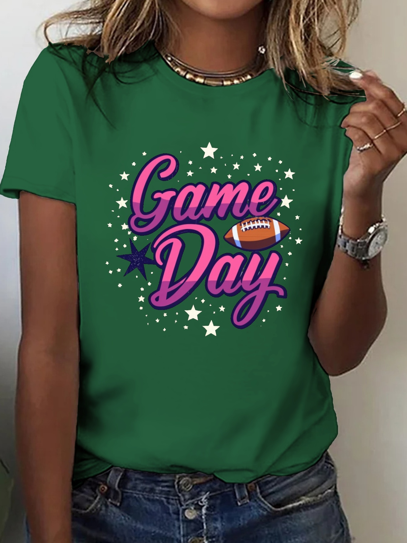 Letter Print T shirt Short Sleeve Crew Neck Casual Top - Temu Canada