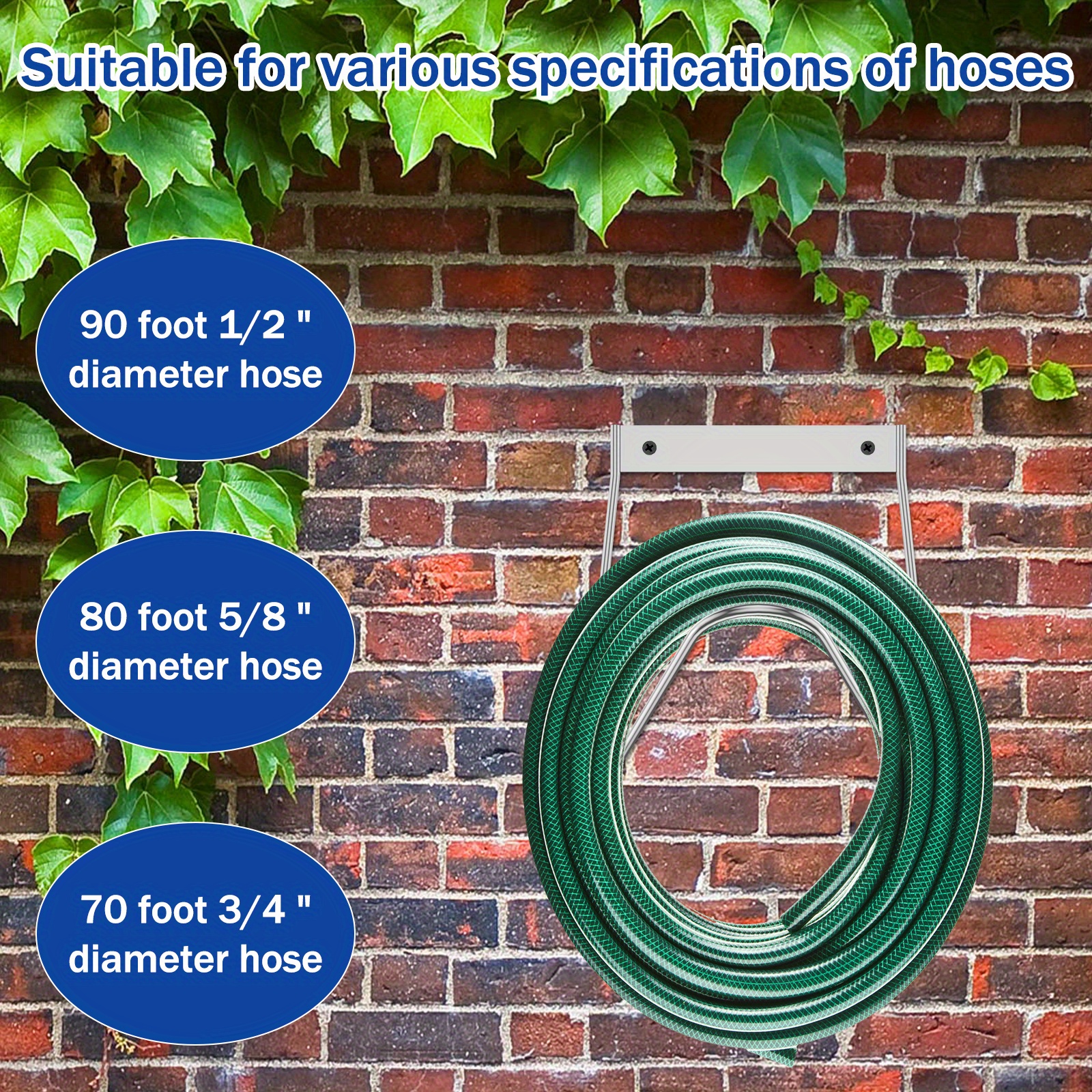 Garden Hose Reel Holder 304 Stainless Steel Hose Hangers Hose Stand Hose  Hangers for Outside Hose Holder Wall Mount 