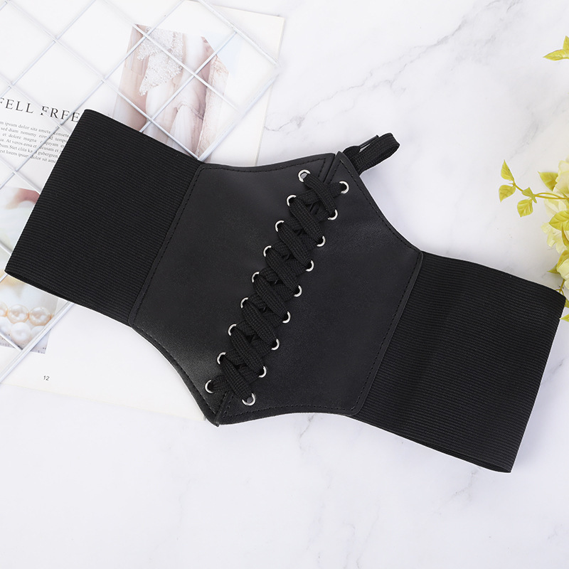 Black Lace-Up Corset Belt  Onda - Everglow - Fashion Chingu