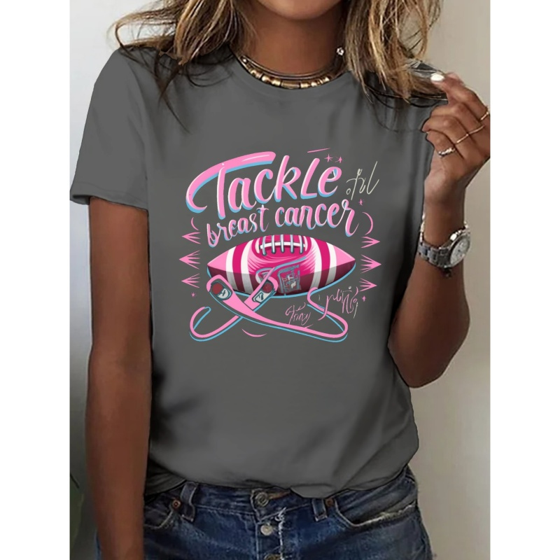 

Letter Print Crew Neck T-shirt, Casual Short Sleeve T-shirt For Spring & Summer, Women's Clothing