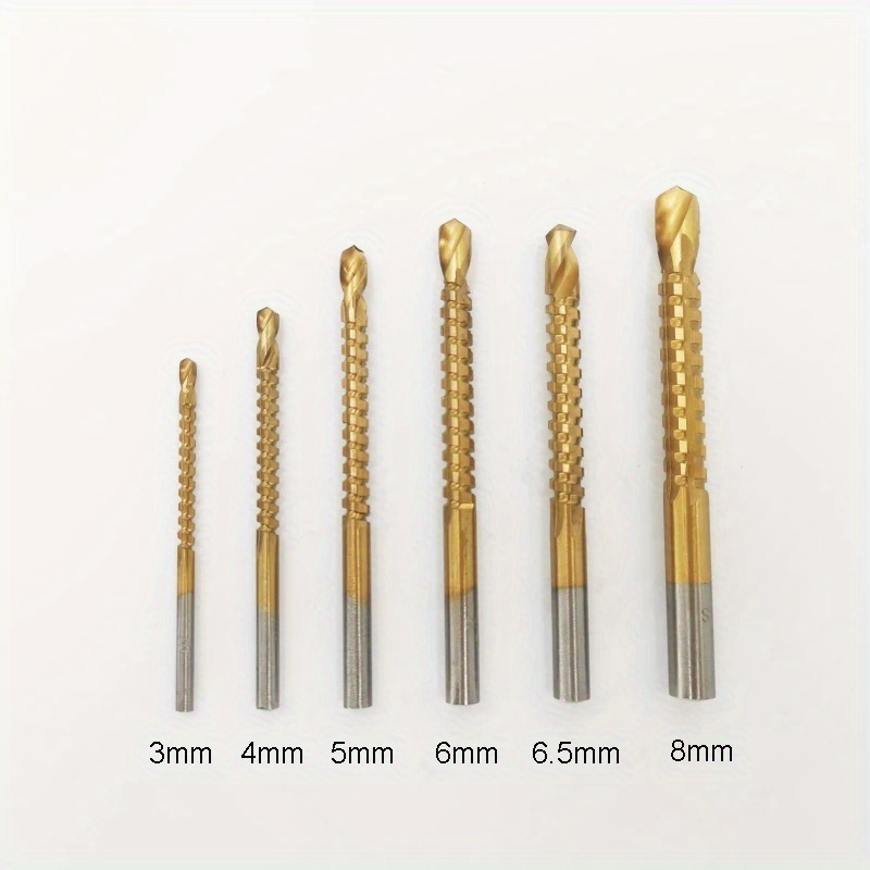 6pcs Wood Drills High Speed Hss Steel Saw Of Hand Tools Multi Function Wood Punching Woodworking Set Drill Bit Set Metal 3/4/5/6/6.5/8mm