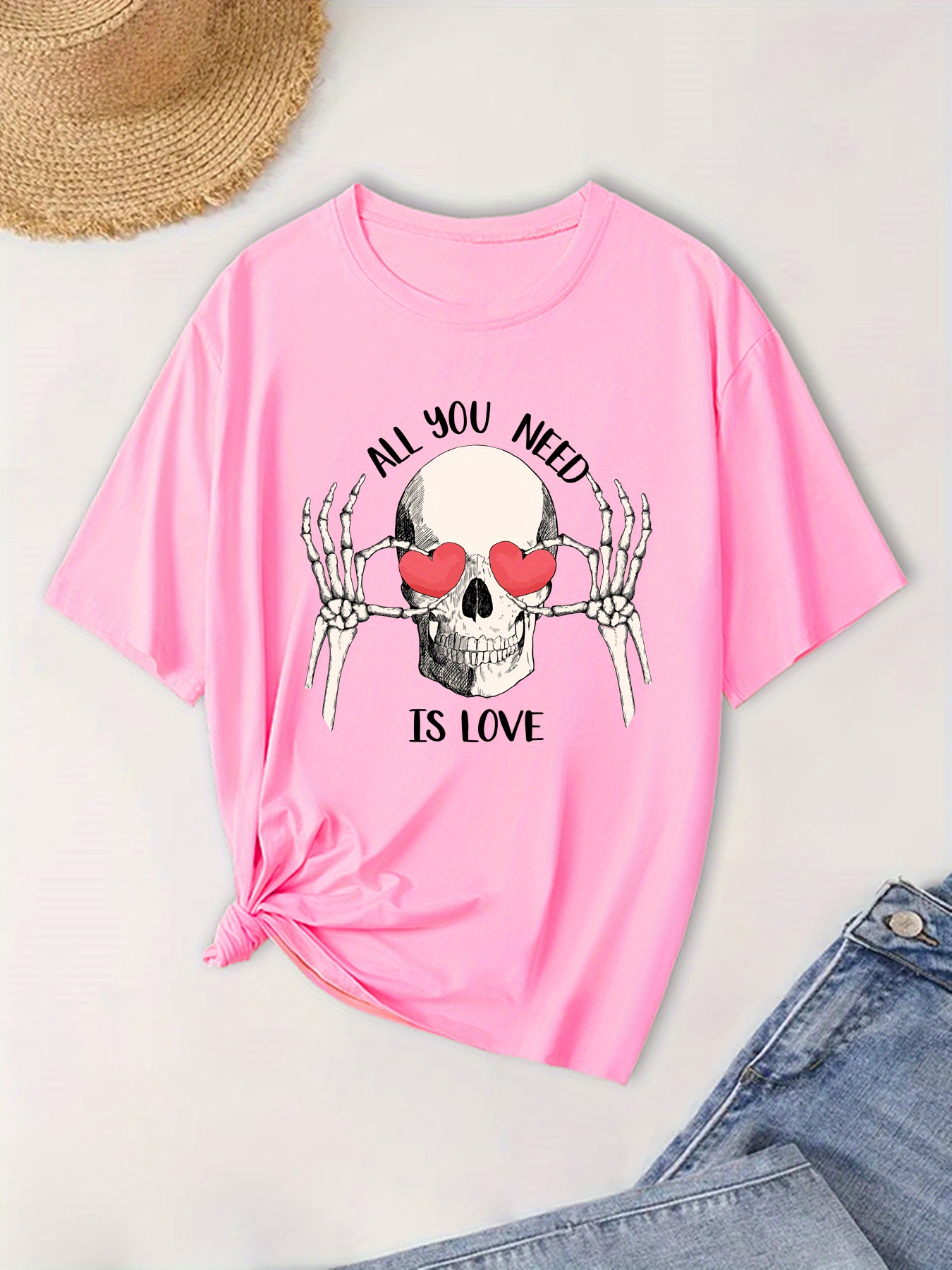 Graphic Print T shirt Plus Size Short Sleeve Crew Neck - Temu Canada
